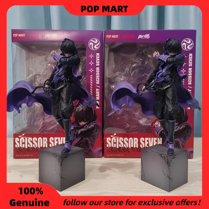 Autentica Statua Anime Pop Mart Gong Scissor Seven Grande, Action Figure da Collezione per Esposizione su Scrivania, Regalo per Collezionisti di Anime