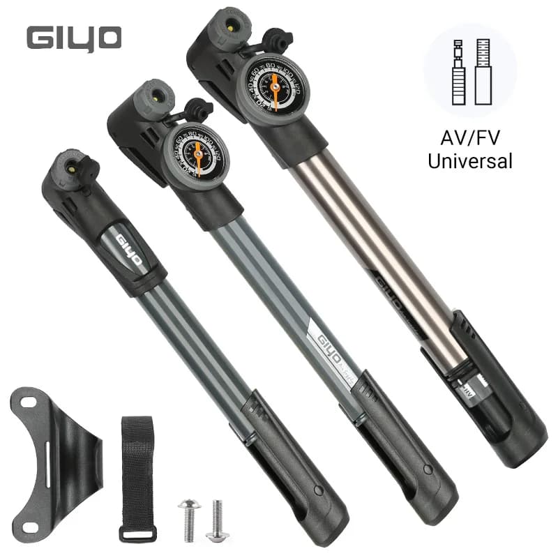 Giyo Pompa da Bicicletta Portatile 120PSI Gonfiatore per Pneumatici Schrader Presta Valvola Intelligente Ciclismo Pompa di Aria a Mano Pompa di Aria per Bici da Strada MTB