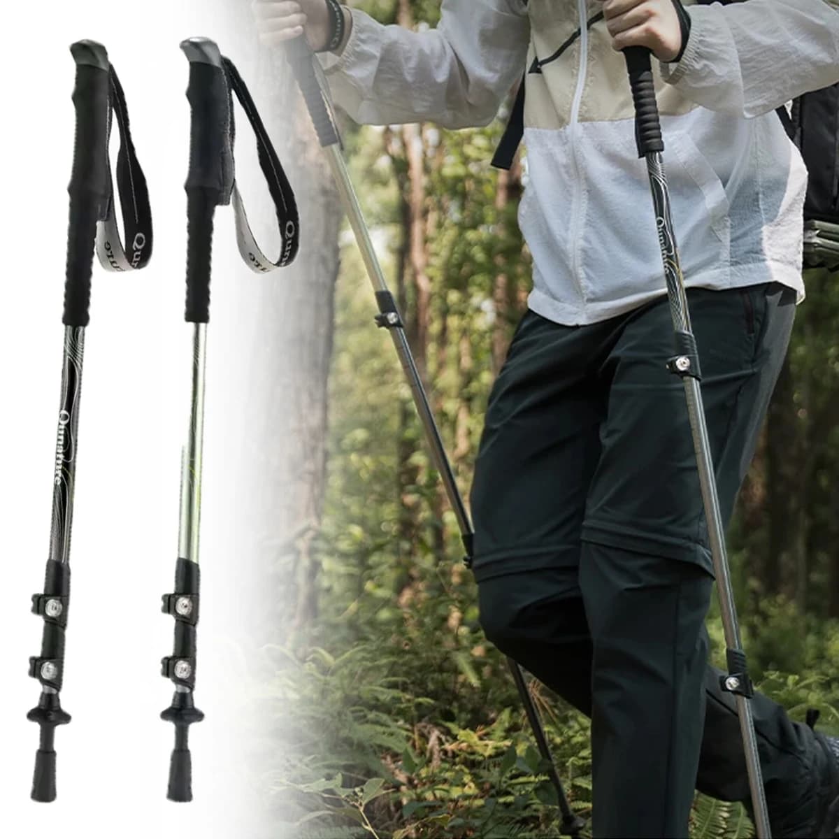 1PCS Ultralight Trekking Poles Outdoor Camping Mountaineering Backpacking Hiking Shock Absorption Foldable Design