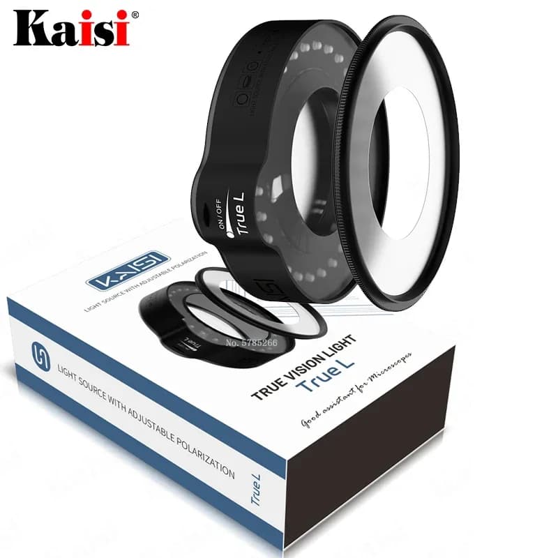 KAISI VERO L Anello luminoso Polarizzatore a doppio strato Debug 40 Sorgente luminosa a LED Cavo boost USB-3.5DC Adatto per microscopio stereo