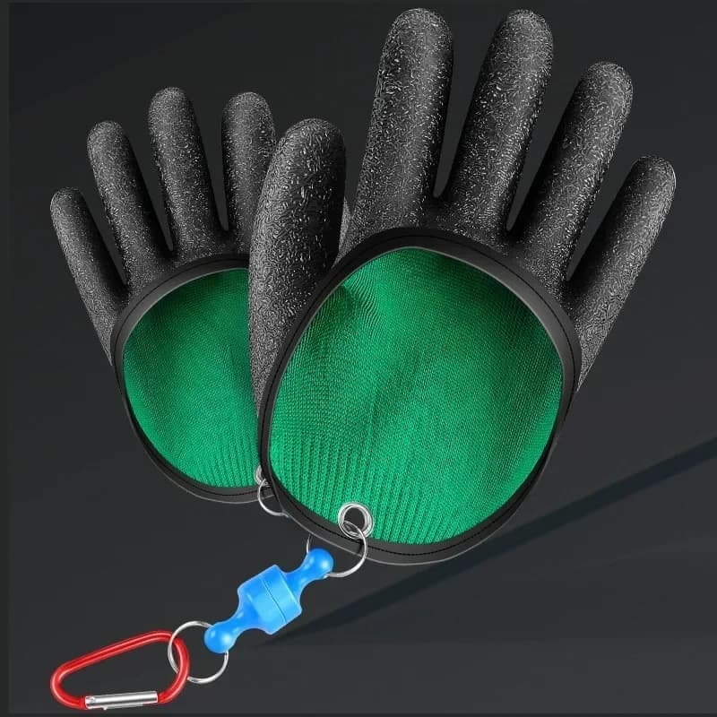 Guanti in lattice antiscivolo addensati con fibbia magnetica, guanti da pesca marini impermeabili antiperforazione