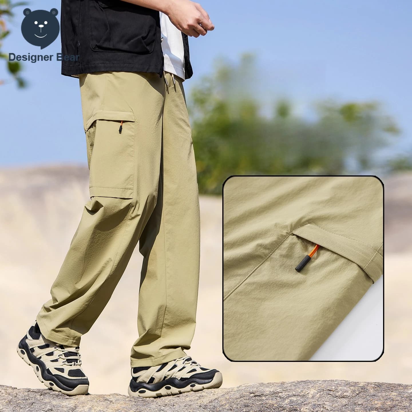 Pantaloni Cargo da Uomo di Marca, Multitasche, Estivi, Sottili, Larghi, a Gamba Dritta, Tattici da Lavoro, ad Asciugatura Rapida, per Esterni