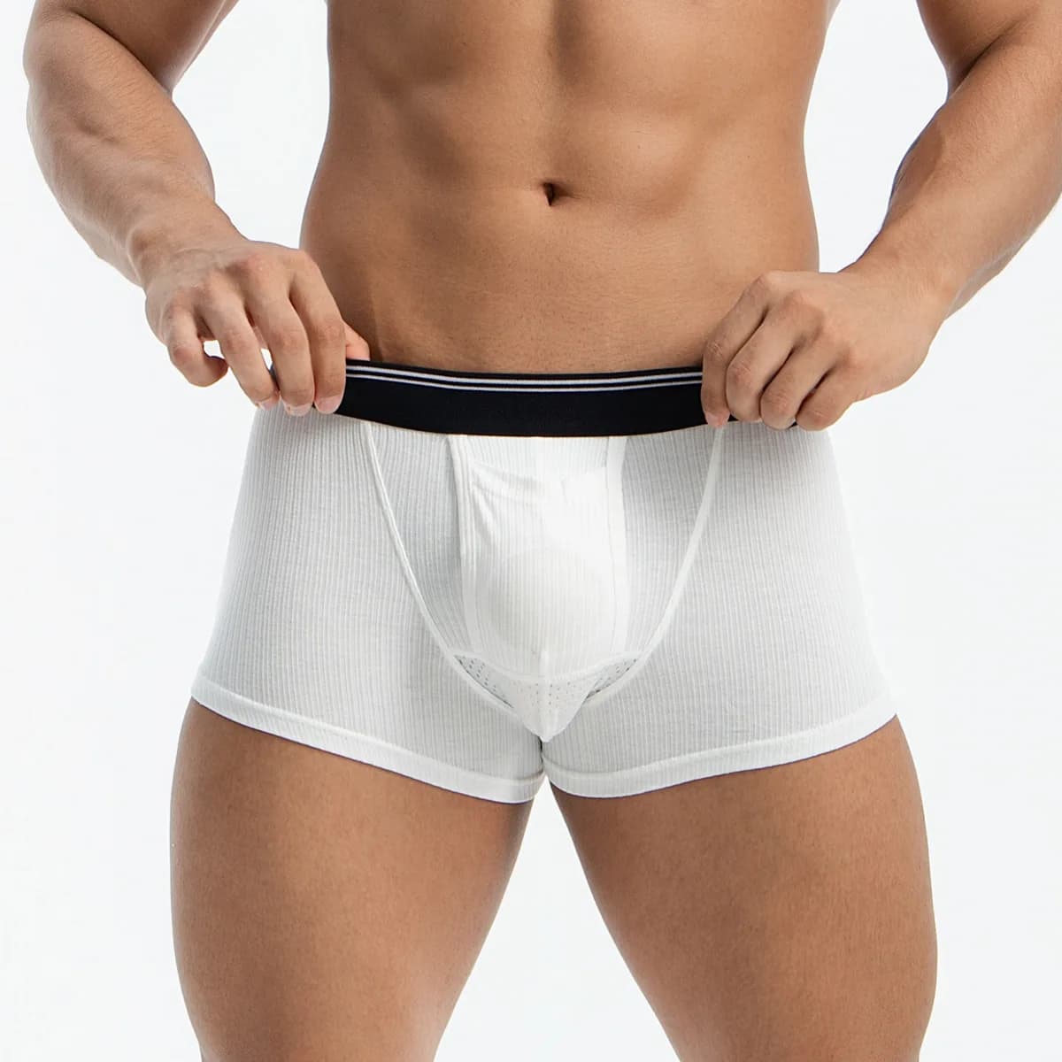 Men Personality Breathable Boxer Shorts Scrotum Care Capsule Panties Separation Penis Pouch Sexy Underwear Soft Underpants Cueca