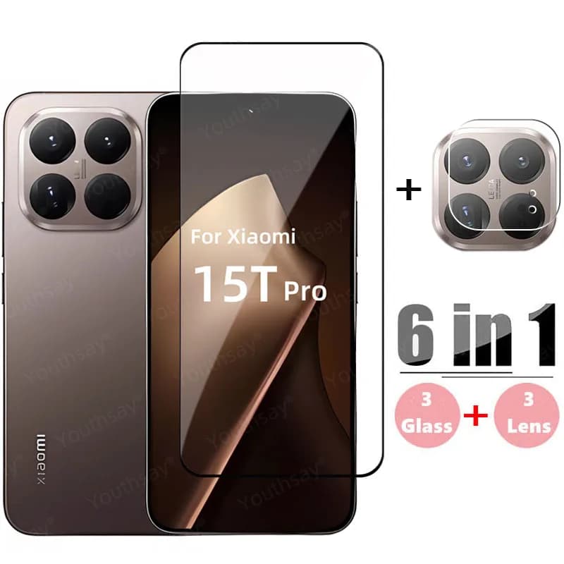 6in1 Glass For Xiaomi 15T Pro Full Cover In Tempered Glass Xiaomi 15T Pro Screen Protection HD Lens Phone Xiaomi 15T Pro