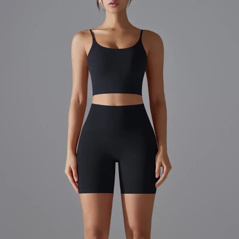 Set Yoga MIML for Women: Top Sports and Shorts in Nylon Solid color, Fast drying for Gym and Cycling