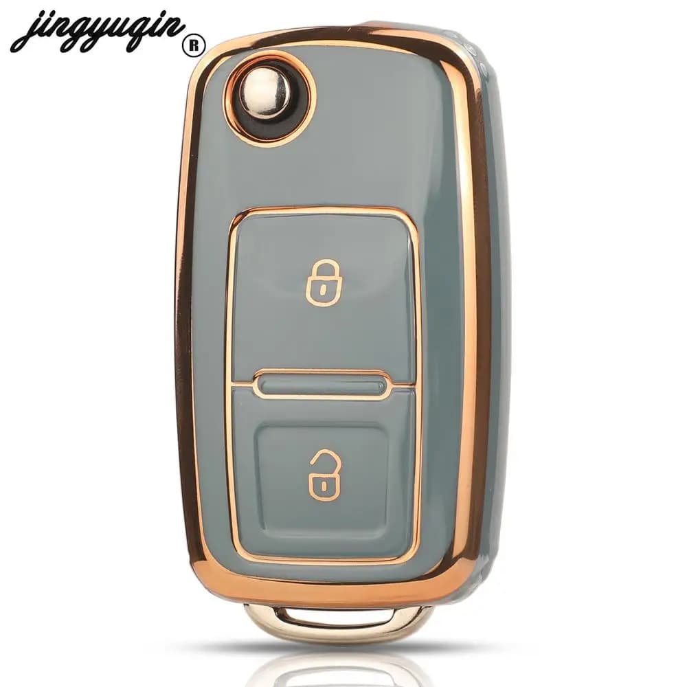 Jingyuqin 2 pulsanti per VW Volkswagen MK4 Bora Golf 4 5 6 Jetta Passat Polo Touran Skoda Seat TPU Car Key Case Cover Shell