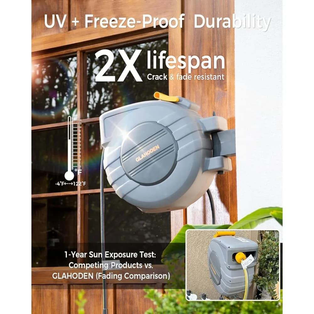 Retractable Garden Wrap 1/2 inch x 130 feet, 2025 Envelope Lock updated UV Protection and Freezer Brass Gasket Slow Retraction