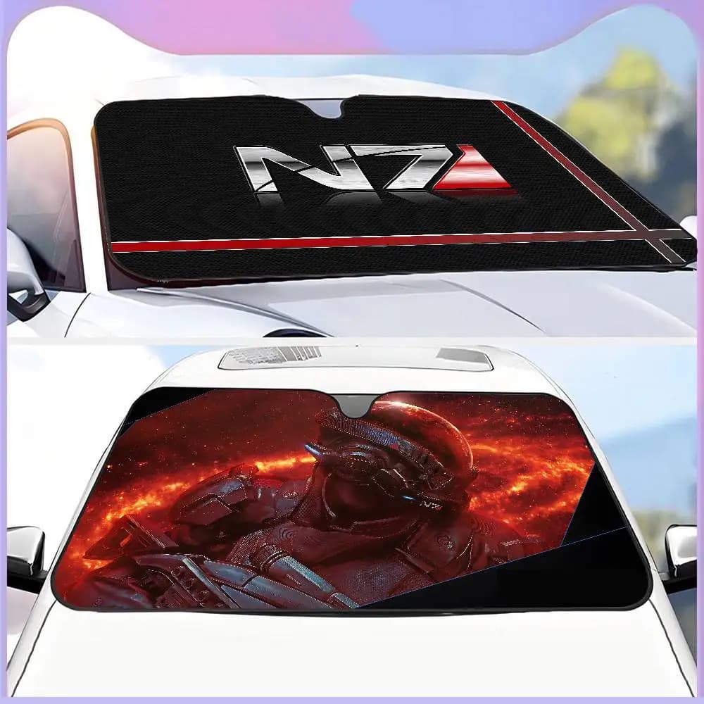 Parasole Mass Effect N7 per Auto, SUV, Camion, Accessorio per Finestrino Anteriore, Visiera Protettiva