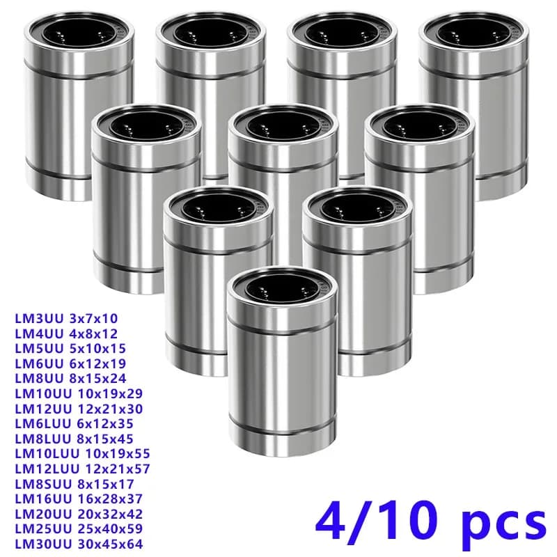 4/10PCS LM8UU LM10UU LM16UU LM12UU Cuscinetto A Sfere Lineare Boccola Lineare 8 millimetri Aste Liner Rail Albero Lineare parti FAI DA TE CNC stampante 3D