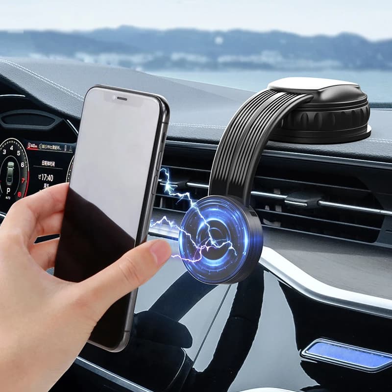 Hipacool Supporto per telefono con ventosa per auto Clip per cruscotto o supporto per telefono magnetico con gancio nascosto per riporre l'auto per borsa
