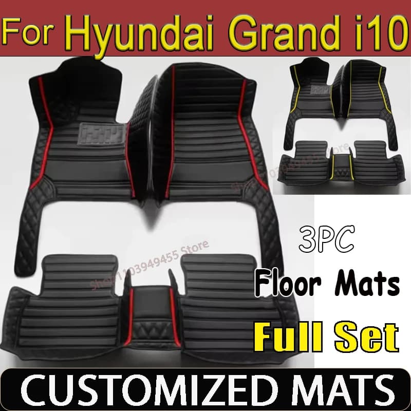 Personalized Luxury Car Mats for Hyundai Grand i10 2020 2021 2022 2023, Luxury Leather Mats for Men and Women