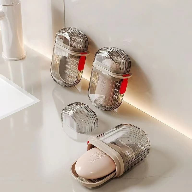 Portasapone portatile da viaggio sigillato e posizionato con coperchio per cinturino per sapone Dispenser per acqua e fertilizzante Portasapone trasparente