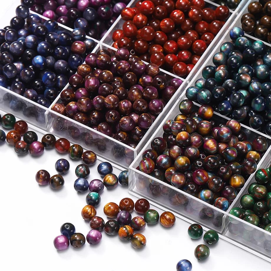 20-50 pz/lotto Glitter Mitation Cat Eye Rotondo Perline Acriliche Braccialetto Perline Sparse Per Il FAI DA TE Fascino Del Distanziatore branello Creazione di Gioielli Risultati