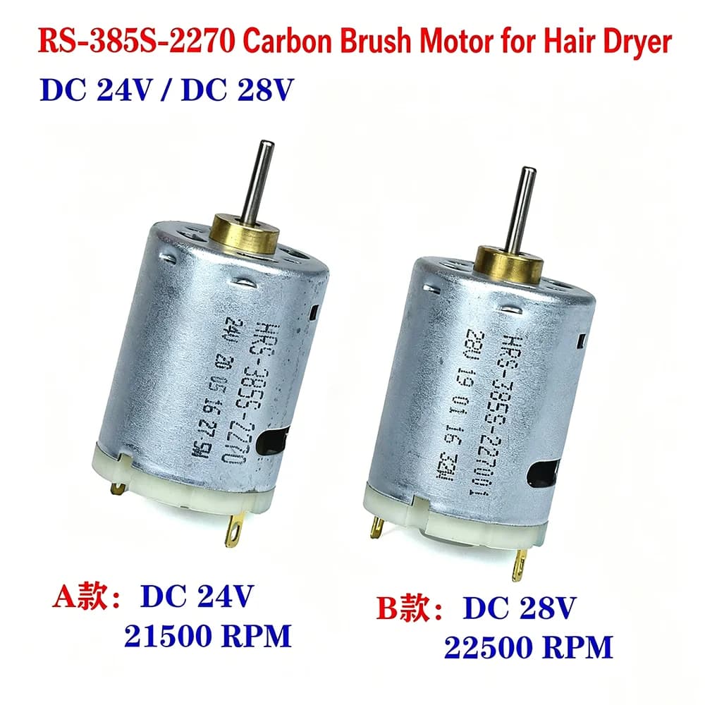 Mini 385 Motor RS-385PA-2270 DC DC 12V 18V 20V 24V 28V High Speed Carbon Brush Micro 28mm Electric Motor DIY Hot Gun Hair Dryer