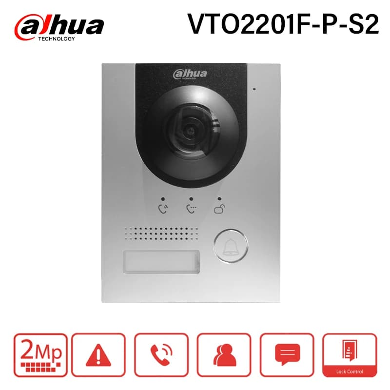 Dahua VTO2201F-P-S2 2MP PoE Videocitofono Fisheye Campanello Cam IP Villa Porta Stazione APP Sblocco remoto con RS485 Allarme antimanomissione