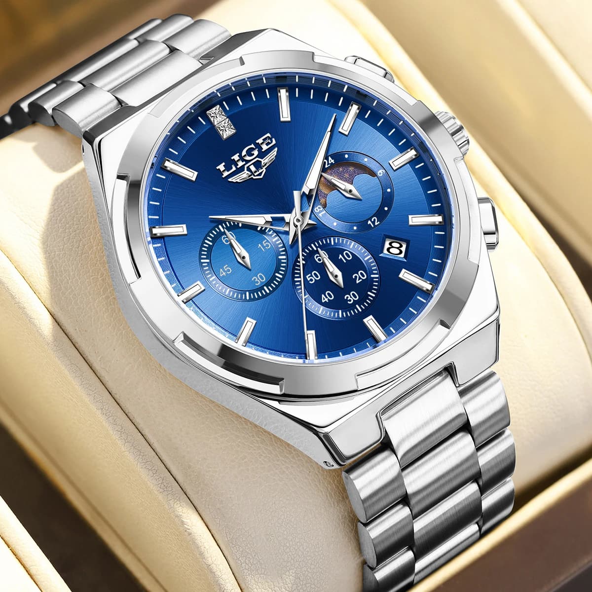 Nuovo Orologio da Uomo LIGE di Lusso alla Moda, Classico Business in Acciaio Inossidabile, Casual con Calendario, Impermeabile e Luminoso, Reloj Hombre
