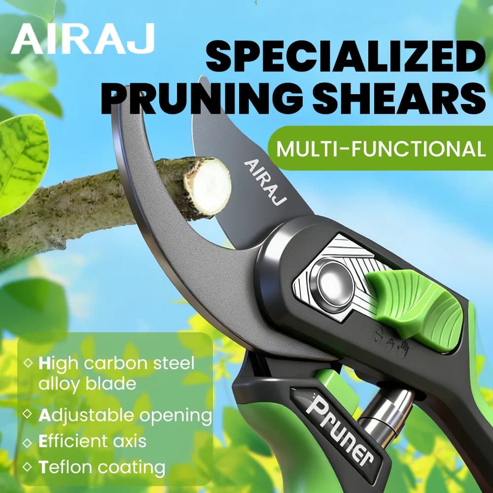 AIRAJ Power Scissors with Rubber Grip and Carbon Steel Sharp Blade, Stressless Cutting Spring Design