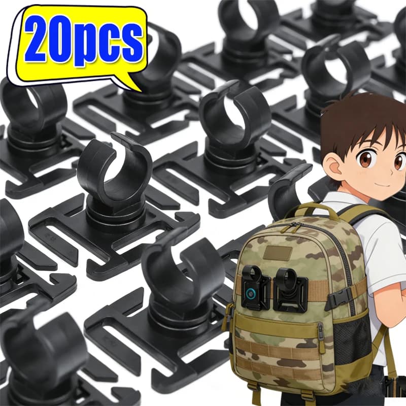 1-20PCS Outdoor Work Hiking Mountain Climb Backpack Light Holder Water Pipe Trekking Pole Tool Clamp U Ring Flashlight Clip