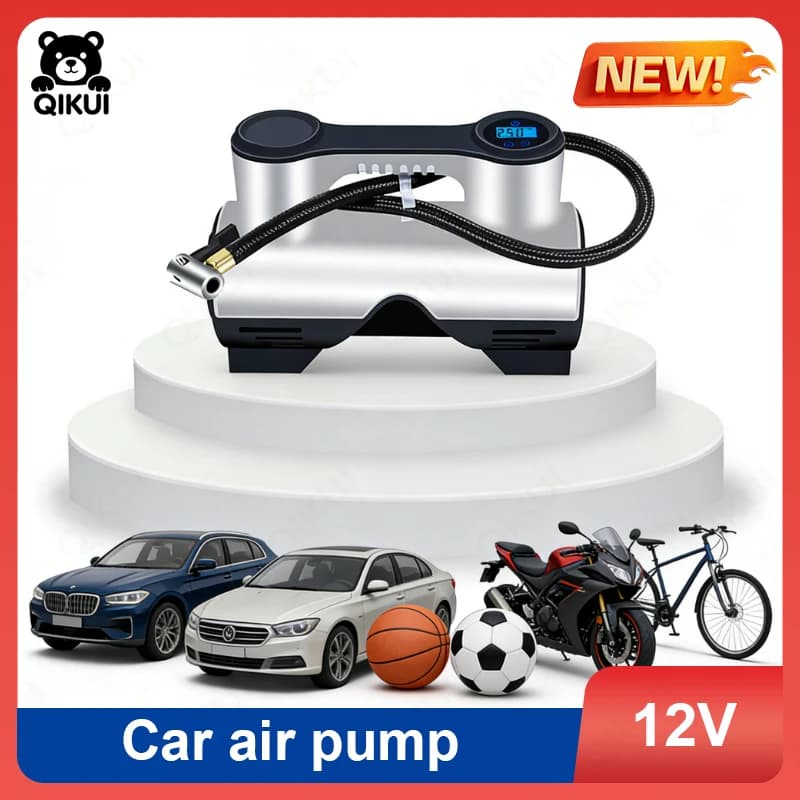 Alimentatore di Emergenza Portatile per Auto 12V con Avviatore di Emergenza Integrato, Compressore d'Aria e Display Digitale per Ricarica Rapida