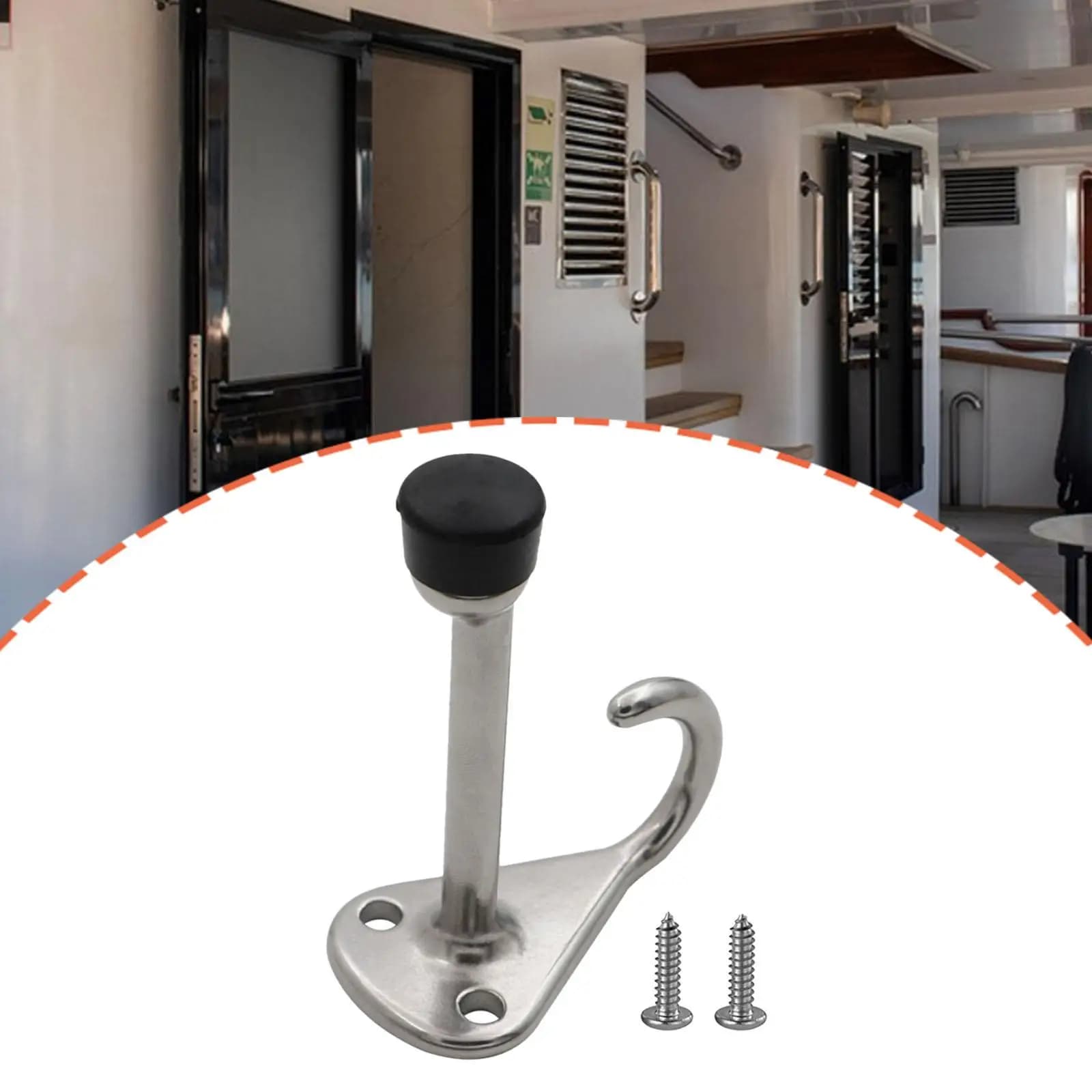 Fermo Porta per Camper Rinforzato con Gancio in Acciaio, Accessorio di Montaggio per Camper, Roulotte e Barche