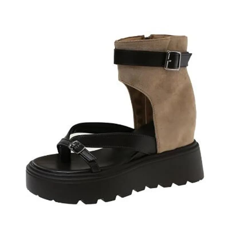 Nuovi Sandali Donna 2026 con Tacco Grosso Stile Romano, Estivi, Taglie Grandi, Punta Aperta, Stivaletti Cool Slip-On con Cerniera Laterale, Modello Slim