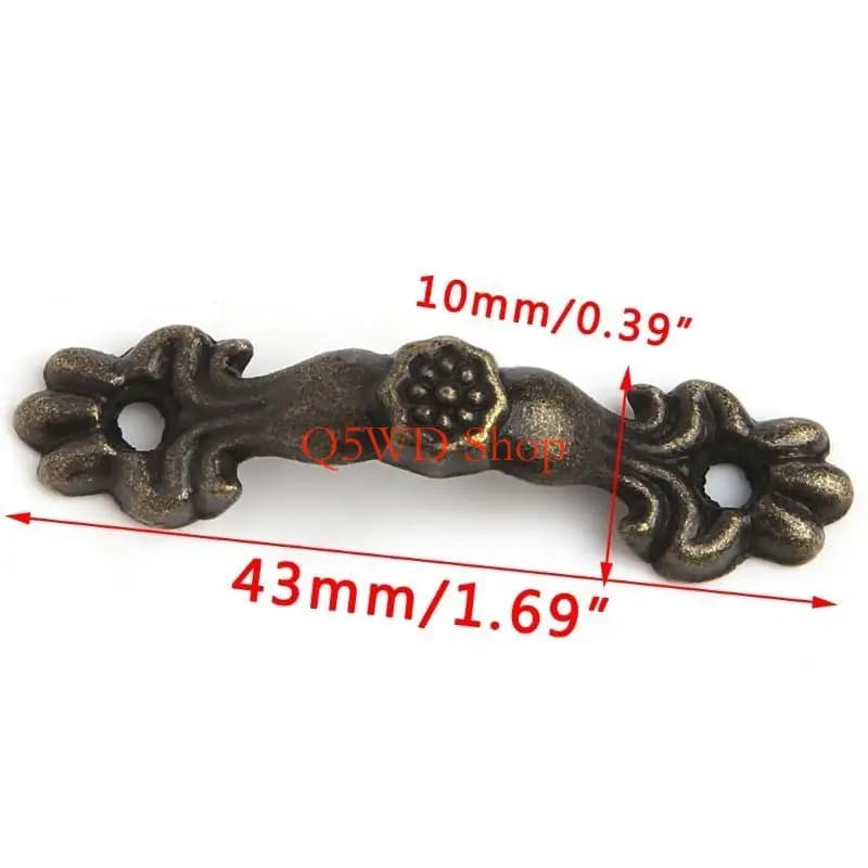 Q5WD 10 pezzi da 43x10mm maniglia in scatola zinco Knob Arch Tracery Cassetto gioielli in legno