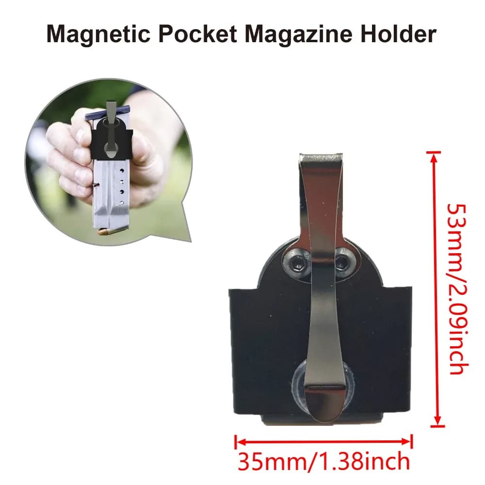Portariviste tascabile magnetico Fondina per riviste resistente Clip da cintura standard per accessori da caccia da 9 mm /,40 S&W