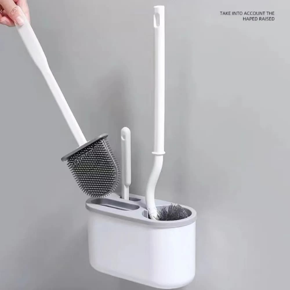 Set di spazzole per WC da parete, spazzola per bagno senza angoli morti, manico lungo, setole morbide, spazzola per la pulizia, articoli per la casa