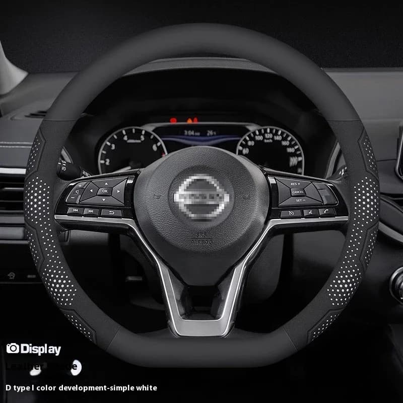 Per Nissan Qashqai J11 J10 Leaf X-Trail Tiida Sentra Teana Note Juke, Coprivolante in Fibra di Carbonio e Pelle Scamosciata, Accessori Auto