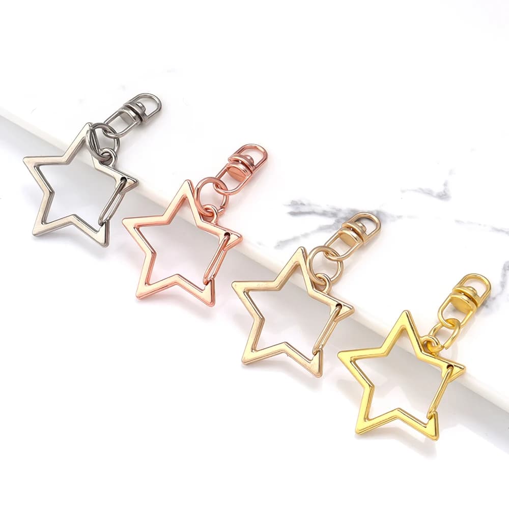 10 Pezzi Moschettone a Stella in Lega con Anello di Congiunzione per Portachiavi, Artigianato Fai da Te, Accessori Gioielli, Regalo