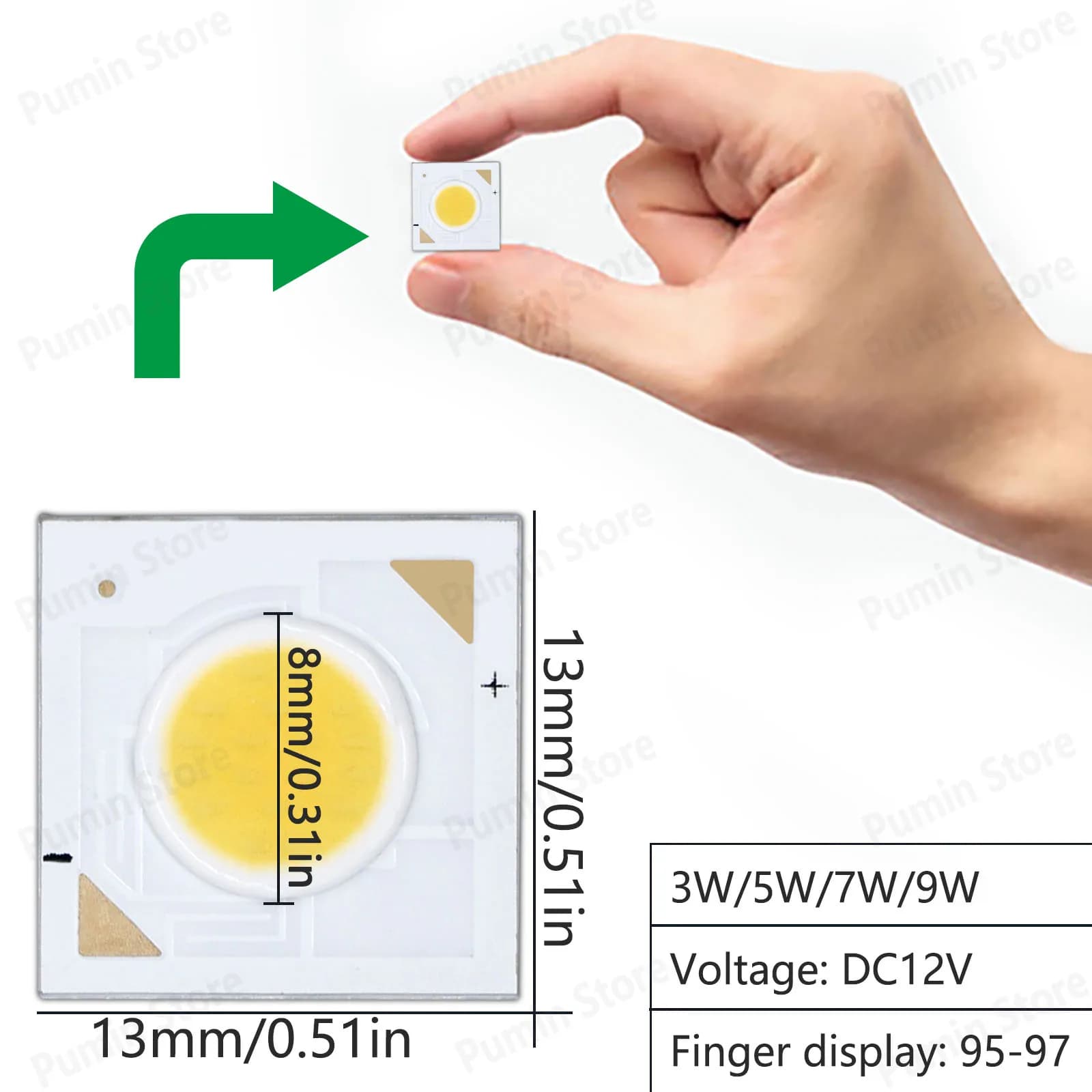 1~10 pz LED Bridgelux Crystal 1313 DC12V 3W 5W 7W 10W Luce Calda Bianca Neutra Chip a Tensione Costante per Lampadine e Fari