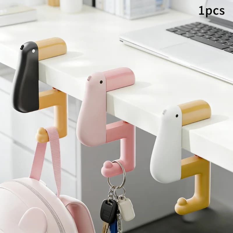 Thinking about the duck Portable Hook hanging from decorative table Wallet Bag Hook Bag Supplies for office not punching