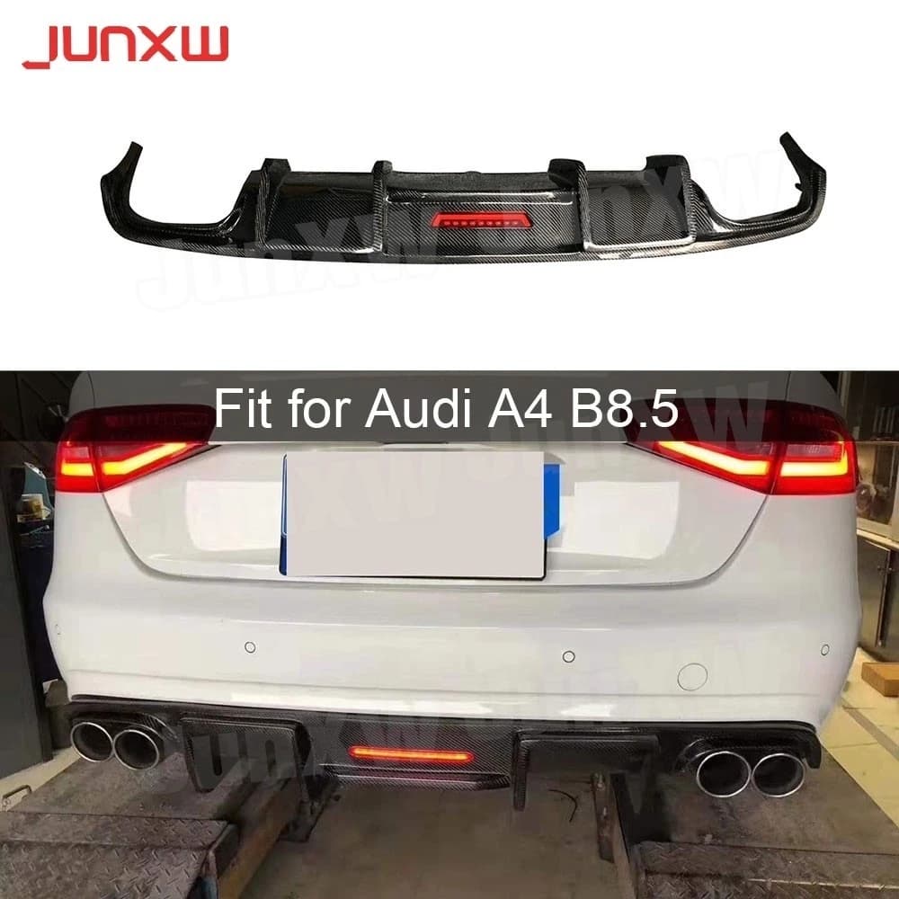 Diffusore Posteriore in Fibra di Carbonio con Luce per Audi A4 B8.5 Standard 2013-2015 non S-Line, Accessorio Auto