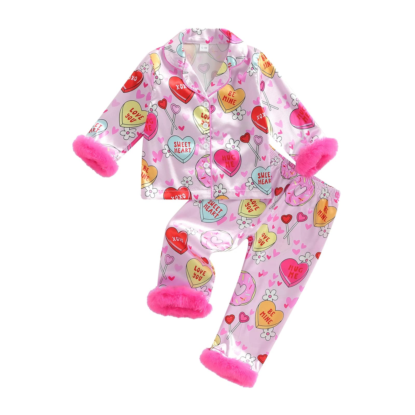 2 pezzi set pigiama di San Valentino per neonato manica lunga bavero scollo a V top con stampa di stelle pantaloni in vita elastica indumenti da notte indumenti da notte
