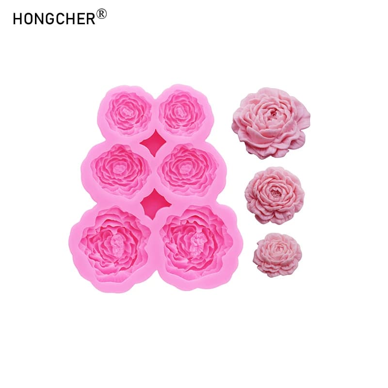 Stampi in silicone peonia e rosa ideali per la decorazione della custodia del telefono, gioielli in resina, cioccolato fatto a mano fai-da-te, torte fondente e cottura