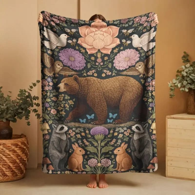 Coperta per neonati in flanella con stampa animali della foresta VIKAMA, morbida e calda, per culla, passeggino, letto, per tutte le stagioni