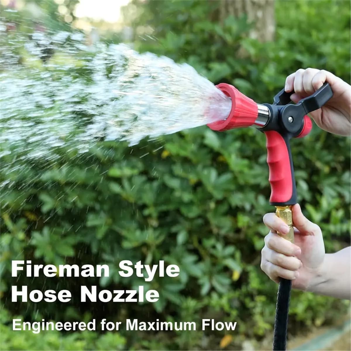 A43TBG High Pressure Fireman'S Sprays Nozzle, Heavy Duty Garden Hose Nozzle with Lever Handle and Slip Ergonomic Grip