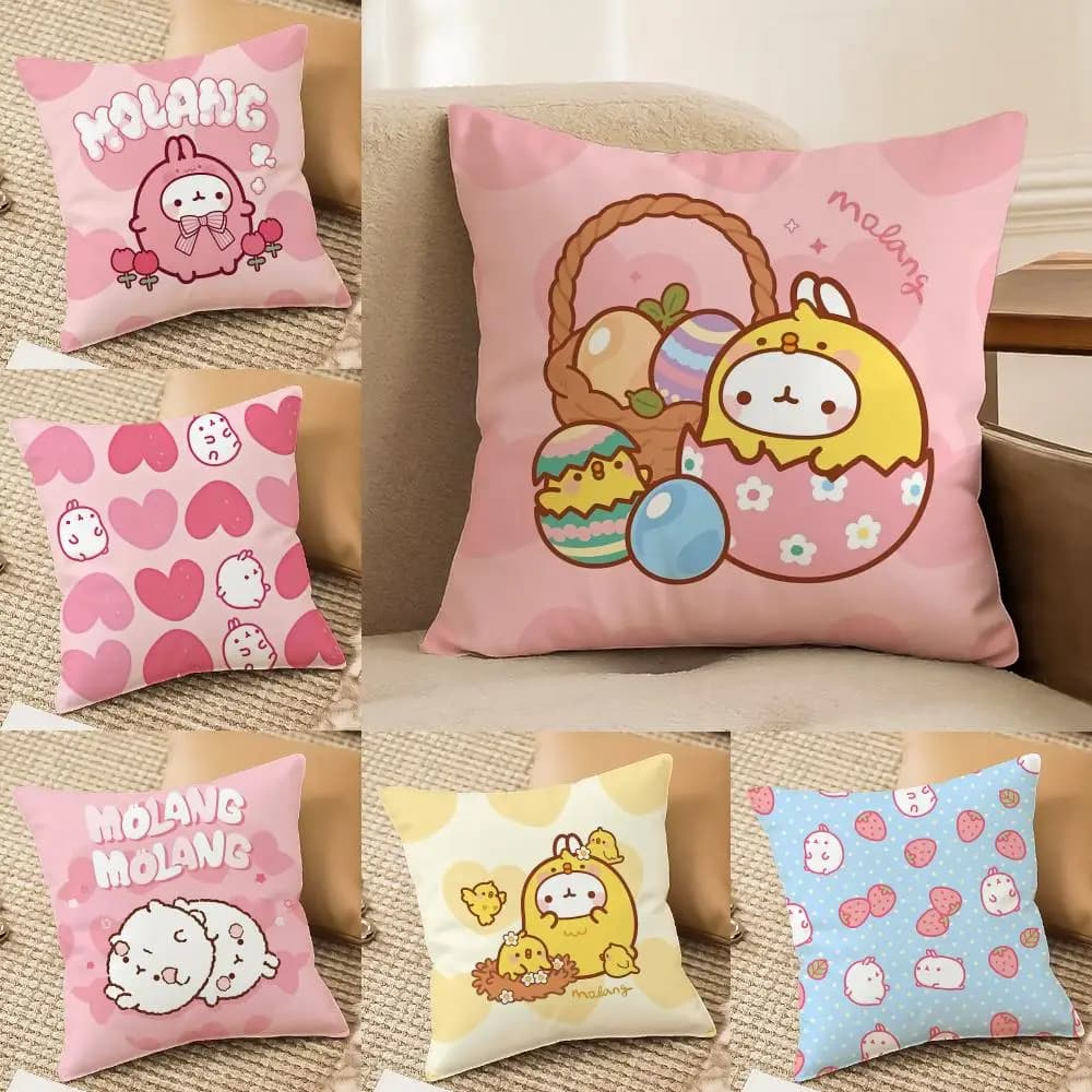 M-MOlang classic pillow sheet in short plush, front-back printing, square pillow pillowcase for decorative sofa and home