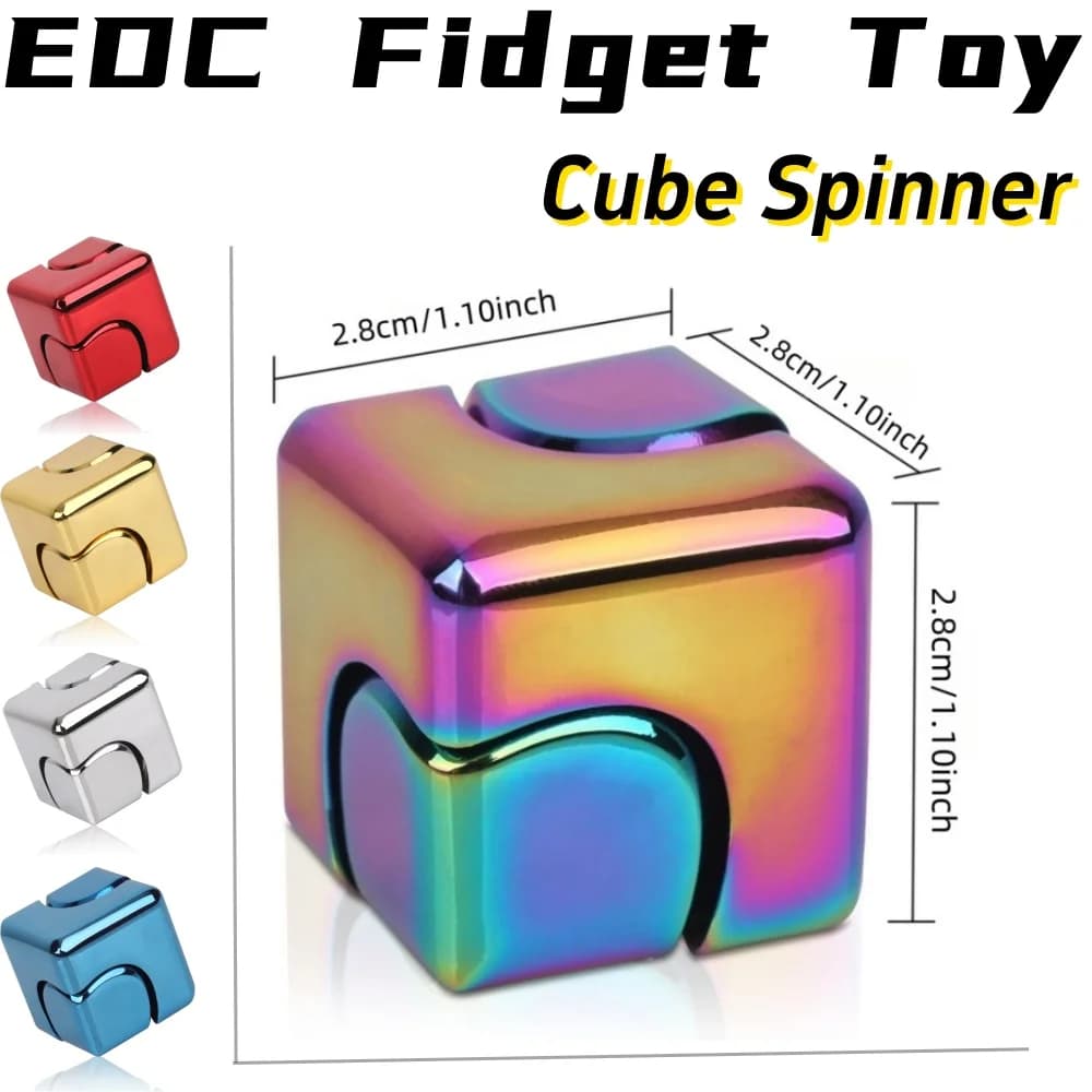 Giocattolo cubo Fidget Spinner in metallo per adulti e adolescenti - Fantastico gadget da scrivania sensoriale per alleviare lo stress da ufficio, strumento per l'autismo dell'ansia ADHD