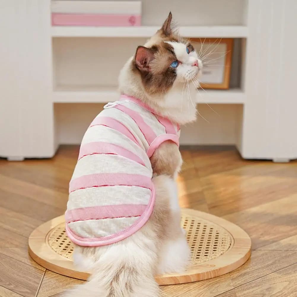 Traction Ring Dog Vest Striped Pet Vest Harness Soft Breathable Dog Harness with Traction Ring Stretchy Fit Machine Washable