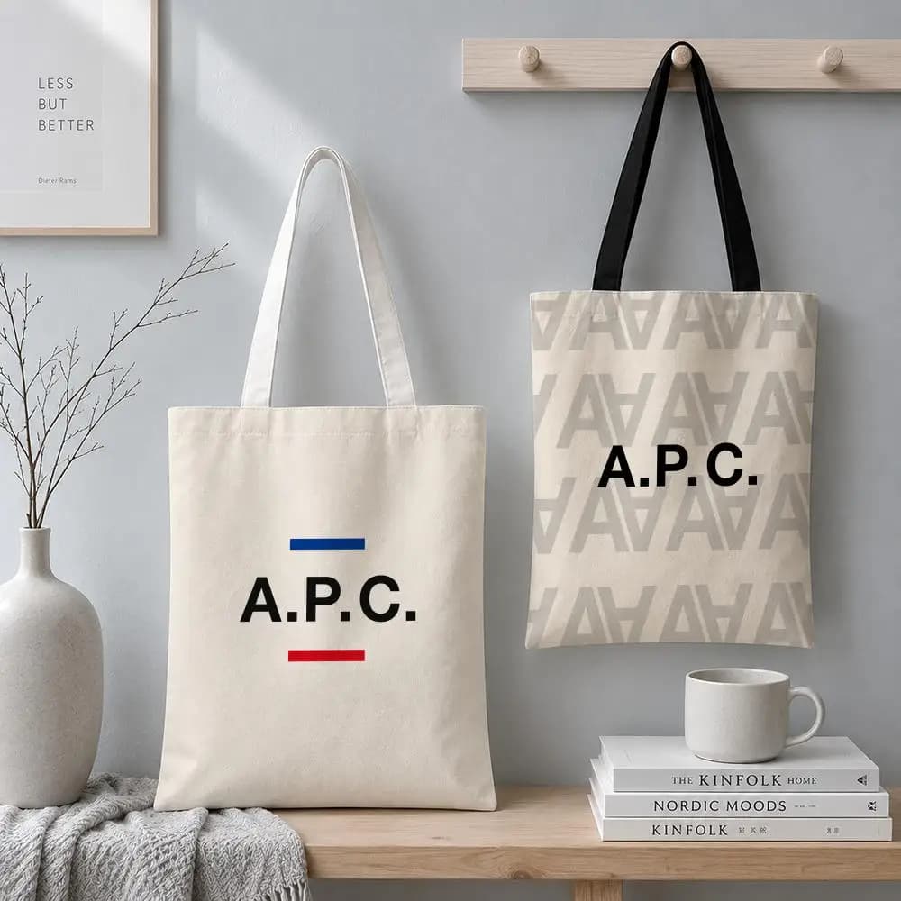 Fashion Brand A.P.C. Storage Bags Show Storage BagsCanvas Double-Sided Print Shoulder Handbag Reusable Eco-Friendly