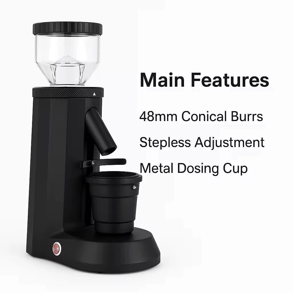 CAFOVO G848C Macinacaffè domestico da 48 mm Regolazione continua della bava conica in acciaio inossidabile per caffè espresso e mulino a filtro