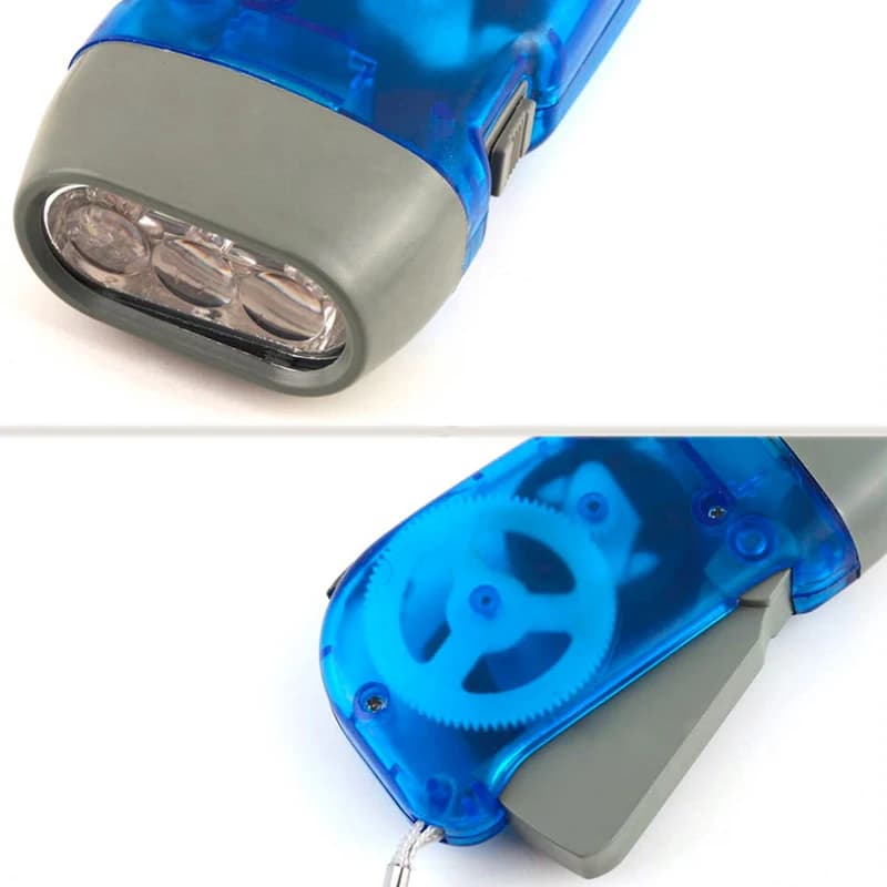 Torcia a Dinamo Manuale con 3 LED per Esterni, Lampada da Campeggio