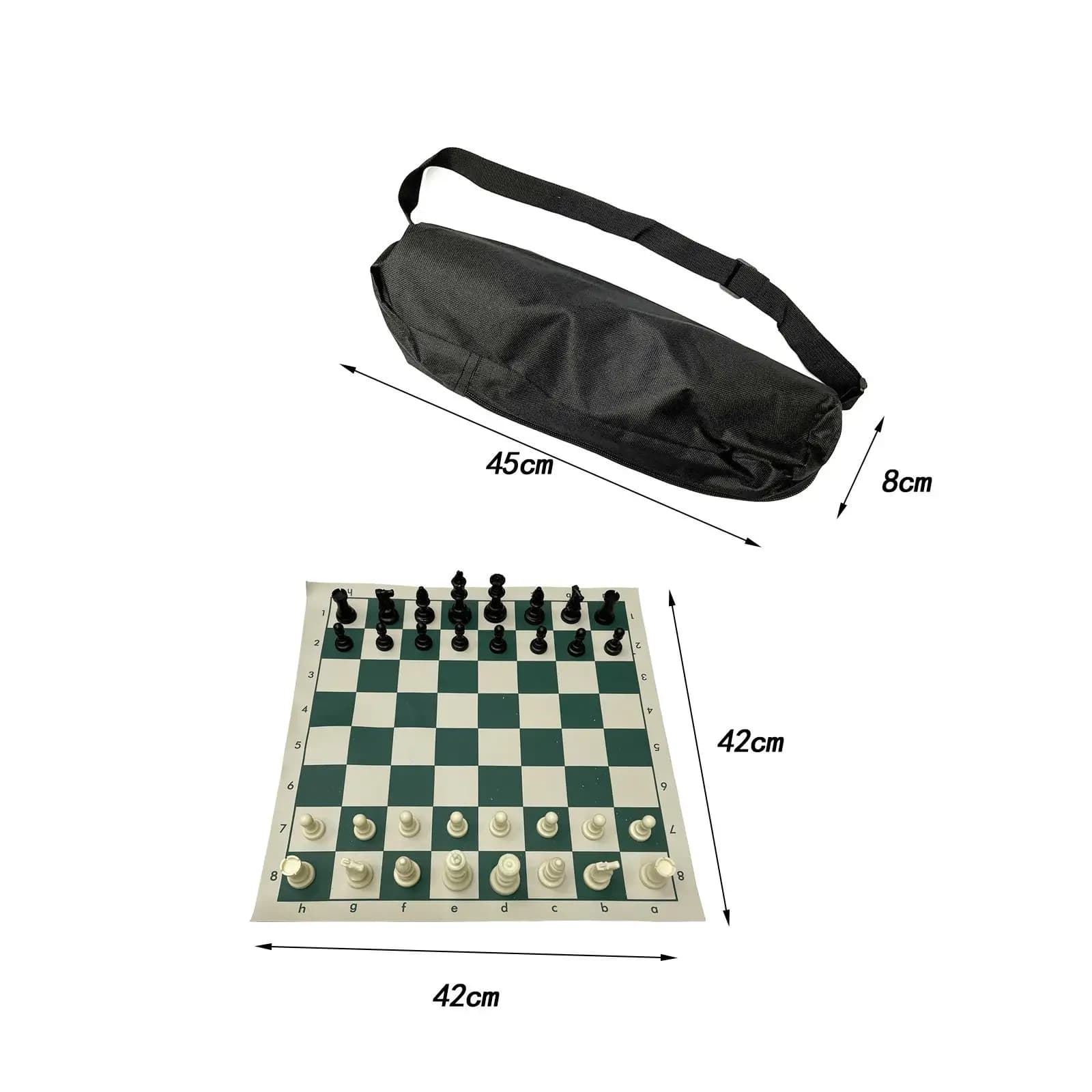 Outdoor Chess Set with Storage Bag PVC Leather Board Medieval Resin Pieces for Family Game Night Travel