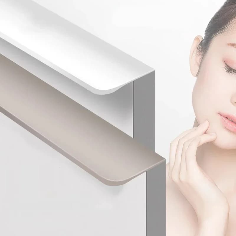 Maniglia per porta dell'armadio invisibile non perforata con maniglia grigia cashmere, armadio con cassetti dello stesso colore e al tatto, maniglia per porta dell'armadio bianca