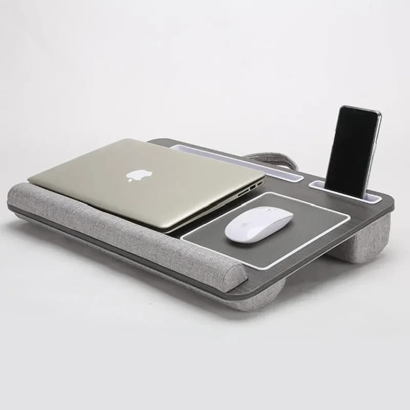 Tavolino Multiuso per Laptop con Design a Doppia Scanalatura Antiscivolo, Tappetino per Mouse Integrato, Utilizzabile con Divano e Letto, Portatile