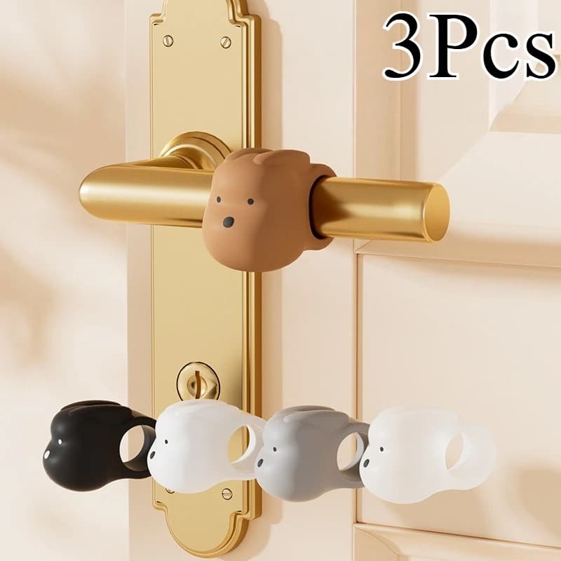 Set di 3 Fermaporta in Silicone Stile Cartone Animato, Protezione Antiurto per Pareti e Maniglie