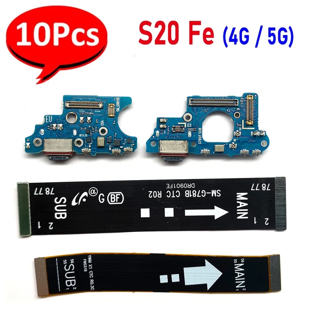 10 Pz, NUOVA Porta Dock di Ricarica USB Scheda Connettore Microfono Cavo Principale Riparazione Per Samsung S20 Fe 4G G780F/5G G781
