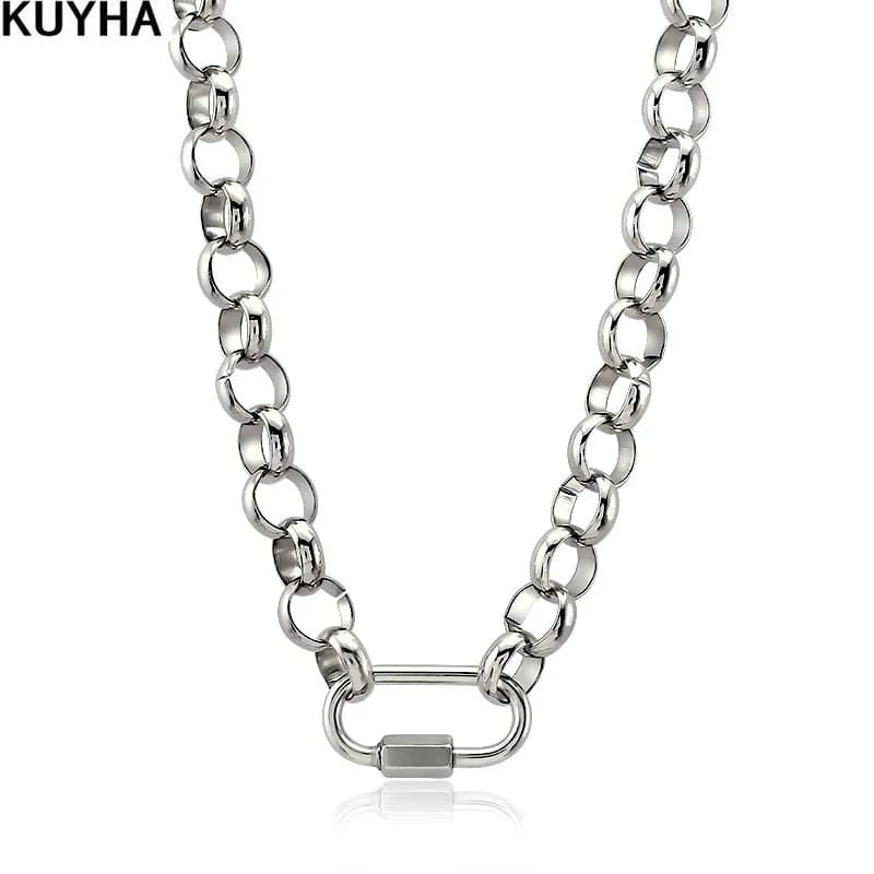 Semplice oro argento colore 12mm largo O rotondo cerchio catena a maglie collane per uomo donna 18/20/24 pollici catene gioielli da uomo