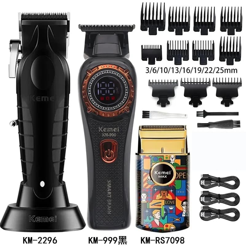 Tagliacapelli Kemei Km-2296 Km-999Km-RS7098, Macchina per Taglio Capelli Professionale, Rasoio Ricaricabile Senza Fili per Barbiere